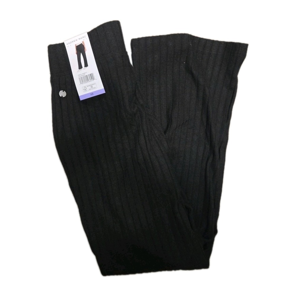 Andrew Marc Women's Rib Knit Pull On Pants Black Small